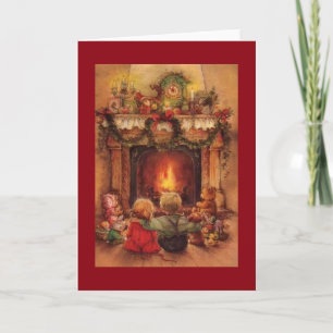 Vintage Weihnachten Kinder am Feuer