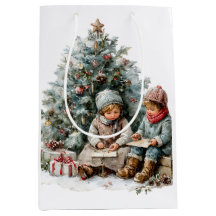 Vintage-Weihnachten-Kinder-Aquarell