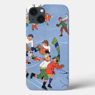 Vintage Weihnachten, Kinder beim Eislaufen auf ein Case-Mate iPhone Hülle