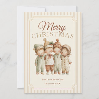 Vintage-Weihnachten Kinder Personalisierte Familie Einladung