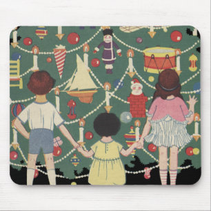 Vintage-Weihnachten Kinder um einen geschmückten B Mousepad