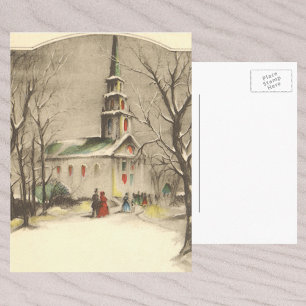 Vintage Weihnachten, Kirche in der Winterlandschaf Feiertagspostkarte