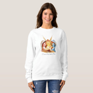 VINTAGE WEIHNACHTEN Krippenszene Engel Christlich Sweatshirt