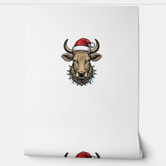 Vintage-Weihnachten-Kuh-Santa-Hut-Feiertags-Shirt_ Tapete