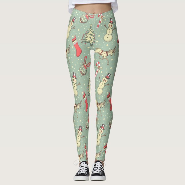 Vintage Weihnachten Leggings (Vorderseite)