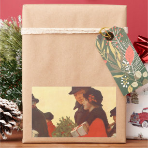 Vintage Weihnachten, Liebe und Romantik Geschenk S Rechteckiger Aufkleber