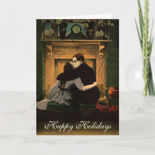 Vintage Weihnachten, Liebe und Romantik Kamin Feiertagskarte