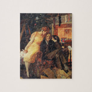 Vintage Weihnachten, Liebe und Romantik Paar Puzzle