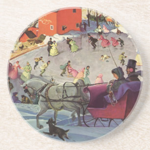 Vintage Weihnachten, Liebe und Romantik Schlitten Untersetzer