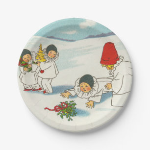 Vintage Weihnachten lustige Feiertage Pappteller