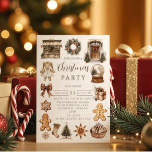 Vintage-Weihnachten mit Lebkuchen Einladung