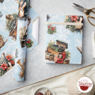 Vintage-Weihnachten mit Musik Geschenkpapier