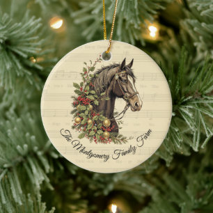 Vintage-Weihnachten mit Pferd Keramik Ornament