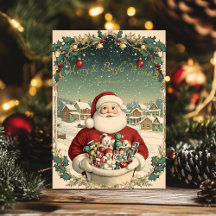 Vintage-Weihnachten mit Weihnachtsmann-Grußkarte