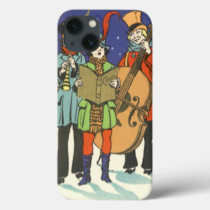 Vintage Weihnachten, Musiker singen Weihnachtslied iPhone 13 Hülle