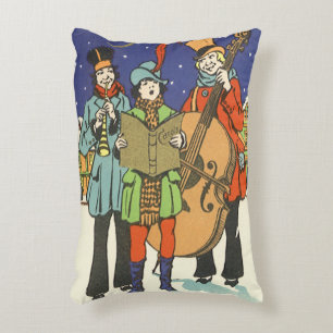 Vintage Weihnachten, Musiker singen Weihnachtslied Dekokissen