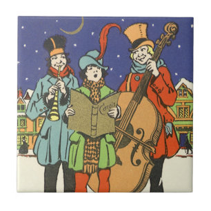 Vintage Weihnachten, Musiker singen Weihnachtslied Fliese