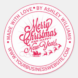 Vintage Weihnachten Neujahr Hergestellt mit Liebe  Runder Aufkleber