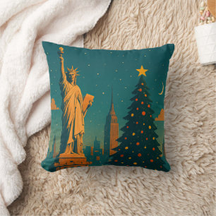 Vintage Weihnachten New York Kissen – Feiertag