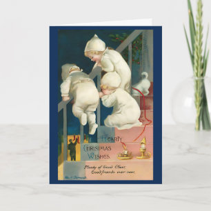 Vintage-Weihnachten Niedliche Kinder 1940er Jahre Karte