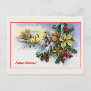 Vintage-Weihnachten niedliche Vögel Dekoration Feiertagspostkarte