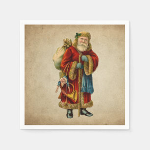 Vintage Weihnachten Old World Weihnachtsmann Serviette