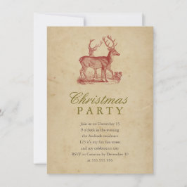 Vintage Weihnachten Party Roter Hirsch Rustikaler Einladung