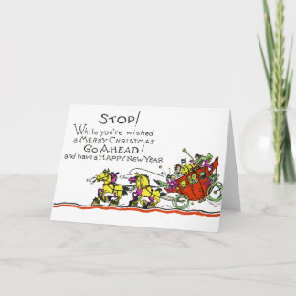 Vintage-Weihnachten Pferd & Buggy Humor Urlaub Feiertagskarte
