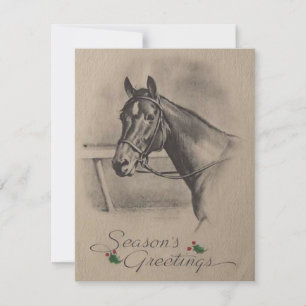 Vintage-Weihnachten-Pferd-Saison-Grüße Feiertagskarte
