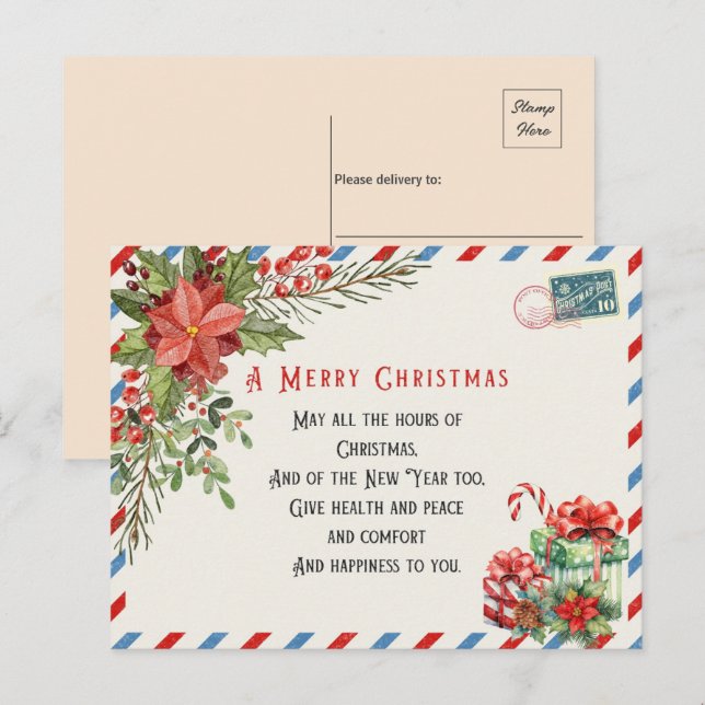 Vintage Weihnachten Postkarte (Vorne/Hinten)