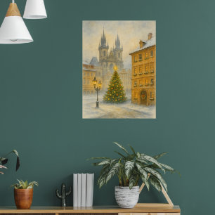 Vintage-Weihnachten Prag Poster • Retro Altstadt