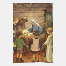Vintage Weihnachten, religiöse Geburt mit Baby Jes