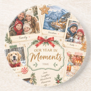 Vintage-Weihnachten, Retro-Familien-Grußkarte zum  Getränkeuntersetzer
