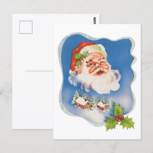 Vintage-Weihnachten, Retro-fröhlicher Weihnachtsma Postkarte