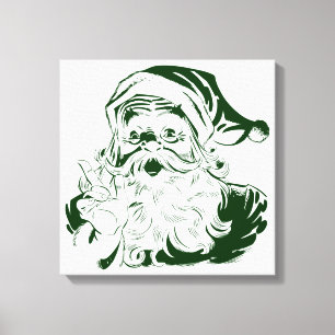 Vintage Weihnachten, Retro lustiger Weihnachtsmann Leinwanddruck
