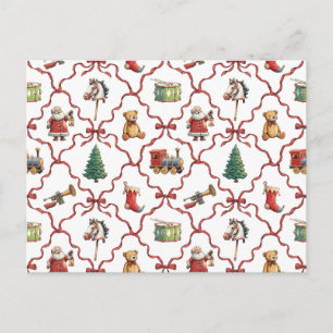 Vintage-Weihnachten Retro-Spielzeug Weihnachtsmann Postkarte