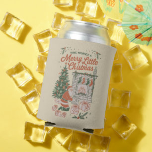 Vintage Weihnachten Retro Weihnachtsmann Geschenke Dosenkühler