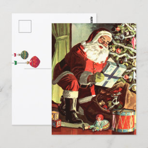 Vintage-Weihnachten, Retro-Weihnachtsmann mit Gesc Postkarte