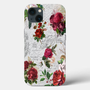 Vintage Weihnachten Rose Joyeux Noel Ephemera iPhone 13 Hülle