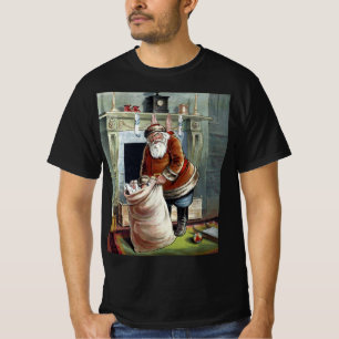 Vintage Weihnachten, Sankt Nikolaus am Kamin T-Shirt