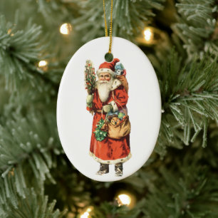 Vintage-Weihnachten, Santa Claus Die Cut Bild Keramik Ornament