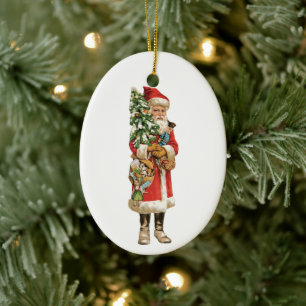 Vintage-Weihnachten, Santa Claus Die Cut Bild Keramik Ornament