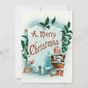 Vintage Weihnachten Santa Claus Frohe Begrüßung Einladung