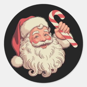 Vintage-Weihnachten-Santa-Claus-Gesicht Lustiger a Runder Aufkleber