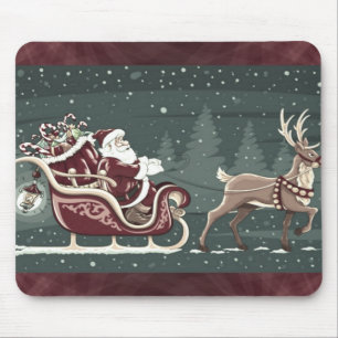 Vintage-Weihnachten Santa Claus mit Schlitten-Deko Mousepad