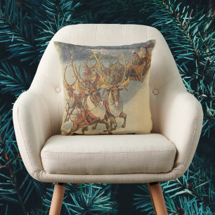 Vintage-Weihnachten-Santa-Claus-Schlitten mit Rent Kissen