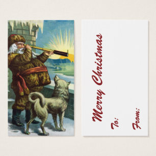 Vintage Weihnachten Santa Claus Teleskop Hund Sonn
