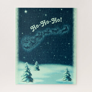 Vintage-Weihnachten-Santas-Schlitten-Winterlandsch Puzzle