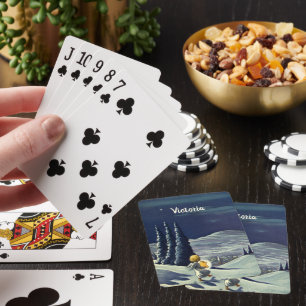Vintage Weihnachten, Schneeengel geht mit einem St Spielkarten