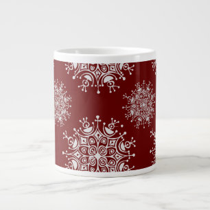 Vintage Weihnachten Schneeflocken Roter Blizzard M Jumbo-Tasse